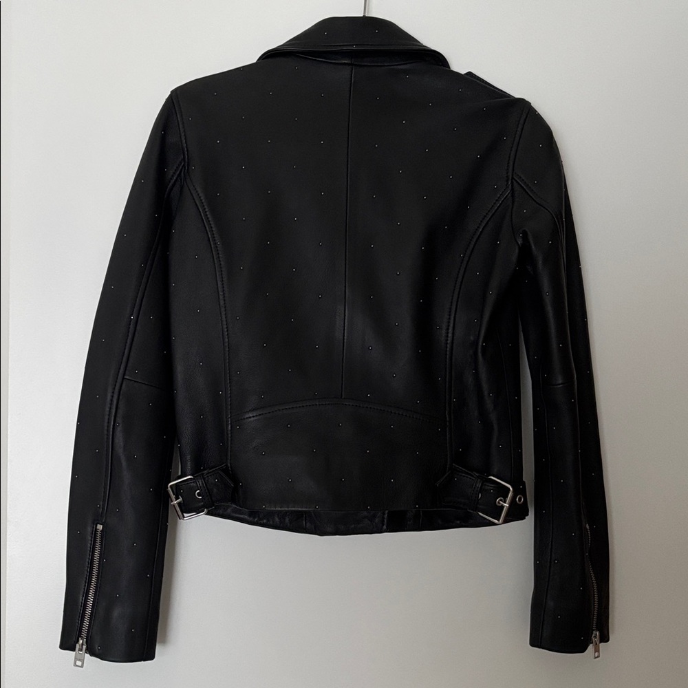 Lucky Brand Pin Dot Moto Black Leather Jacket (Price Firm) - Picture 5 of 10